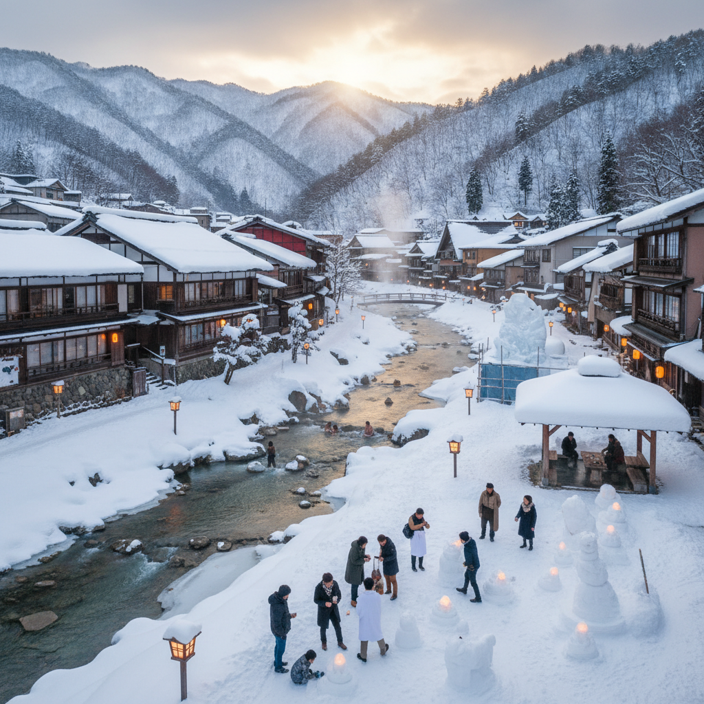 厳冬期の下部温泉で雪景色を堪能しながらできる特別な体験やイベントはありますか？